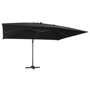 Gossi umbrela in consola cu led, stalp din aluminiu negru 400x300 cm
