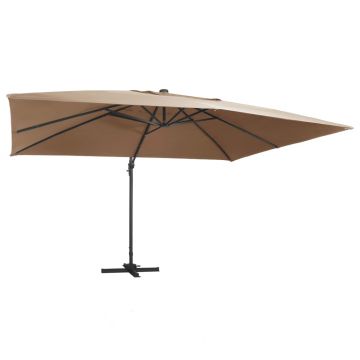 Gossi umbrela in consola cu led, stalp din aluminiu taupe 400x300 cm