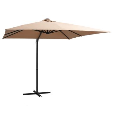 Gossi umbrela in consola cu led, stalp din otel, taupe, 250x250 cm