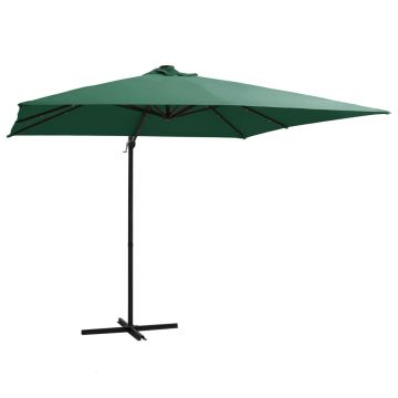 Gossi umbrela in consola cu led, stalp din otel, verde, 250x250 cm