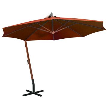 Gossi umbrela in consola cu stalp, caramiziu, 3,5x2,9 m, lemn de brad