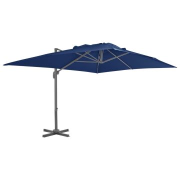 Gossi umbrela in consola cu stalp din aluminiu, albastru azur, 4x3 m
