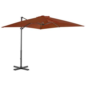 Gossi umbrela in consola cu stalp din aluminiu, caramiziu, 250x250 cm