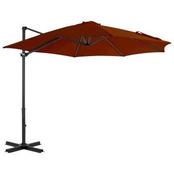Gossi umbrela in consola cu stalp din aluminiu, caramiziu, 300 cm