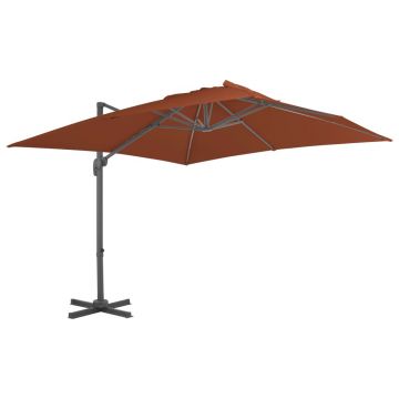 Gossi umbrela in consola cu stalp din aluminiu, caramiziu, 400x300 cm