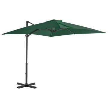 Gossi umbrela in consola cu stalp din aluminiu, verde, 250x250 cm