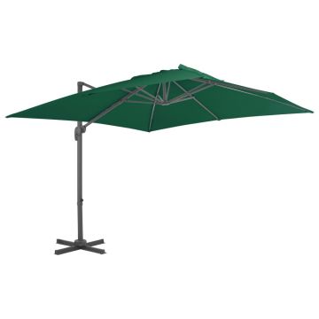 Gossi umbrela in consola cu stalp din aluminiu, verde, 300x300 cm