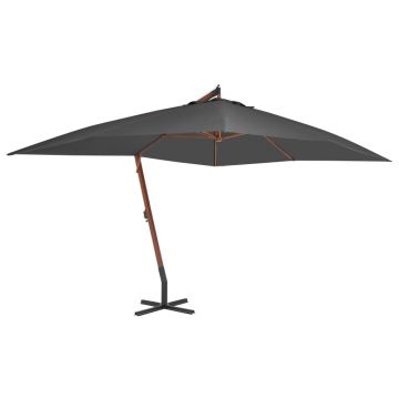 Gossi umbrela in consola cu stalp din lemn, antracit, 400 x 300 cm