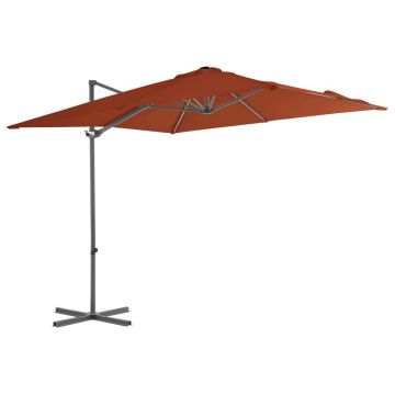 Gossi umbrela in consola cu stalp din otel, caramiziu, 250x250 cm