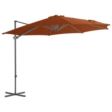 Gossi umbrela in consola cu stalp din otel, caramiziu, 300 cm