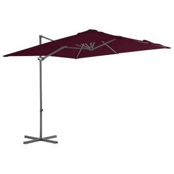 Gossi umbrela in consola cu stalp din otel, rosu bordo, 250x250 cm