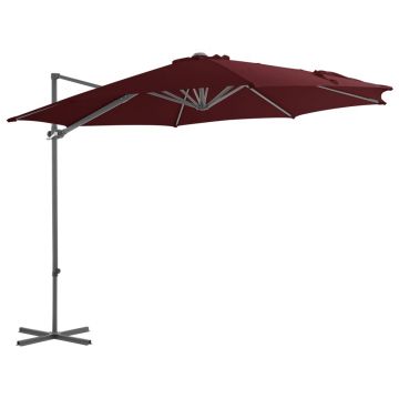 Gossi umbrela in consola cu stalp din otel, rosu bordo, 300 cm