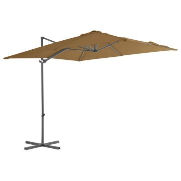 Gossi umbrela in consola cu stalp din otel, taupe, 250x250 cm