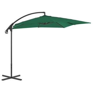 Gossi umbrela in consola cu stalp din otel, verde, 250x250 cm