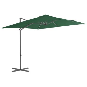 Gossi umbrela in consola cu stalp din otel, verde, 250x250 cm