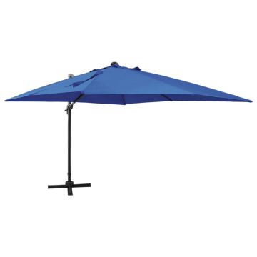 Gossi umbrela in consola cu stalp si led-uri, albastru azur, 300 cm