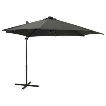 Gossi umbrela in consola cu stalp si led-uri, antracit, 300 cm
