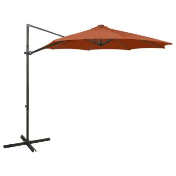 Gossi umbrela in consola cu stalp si led-uri, caramiziu, 300 cm