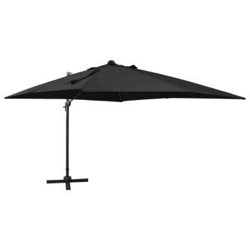 Gossi umbrela in consola cu stalp si led-uri, negru, 300 cm
