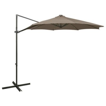 Gossi umbrela in consola cu stalp si led-uri, taupe, 300 cm