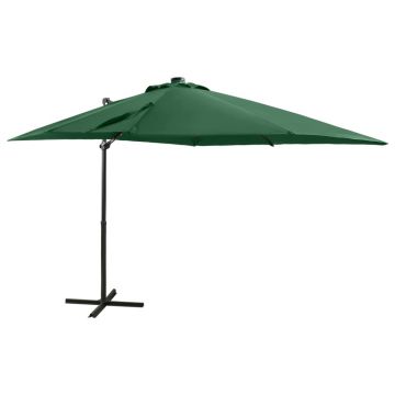 Gossi umbrela in consola cu stalp si led-uri, verde, 250 cm
