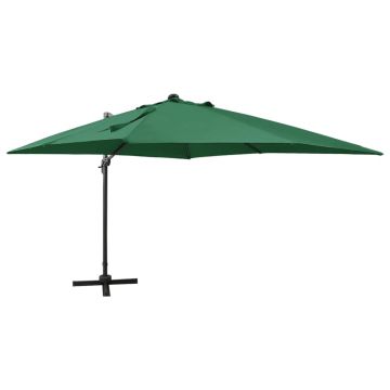 Gossi umbrela in consola cu stalp si led-uri, verde, 300 cm