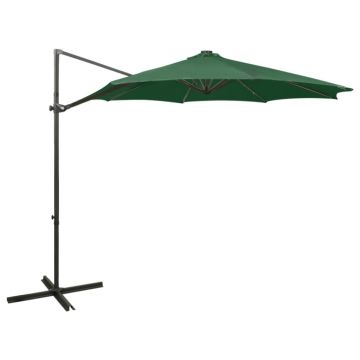 Gossi umbrela in consola cu stalp si led-uri, verde, 300 cm