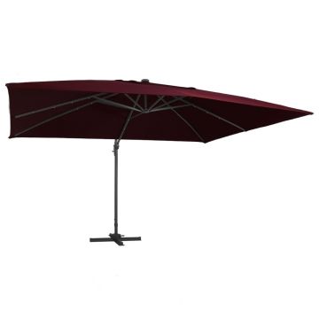 Gossi umbrela in consola de gradina cu led-uri, rosu bordo 400x300 cm