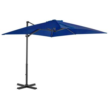 Gossi umbrela in consola, stalp din aluminiu albastru azur 250x250 cm