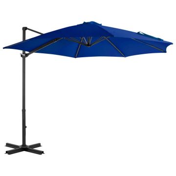 Gossi umbrela in consola, stalp din aluminiu, albastru azur, 300 cm