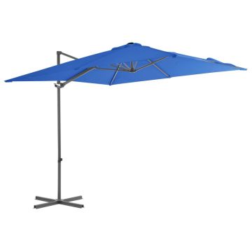 Gossi umbrela in consola, stalp din otel, albastru azur, 250x250 cm