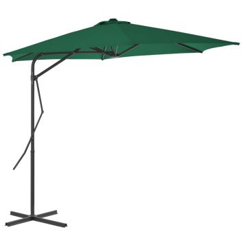 Gossi umbrela soare de exterior cu stalp din otel, verde, 300 cm
