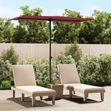 Gossi umbrela soare de gradina stalp aluminiu rosu bordo 180x110 cm