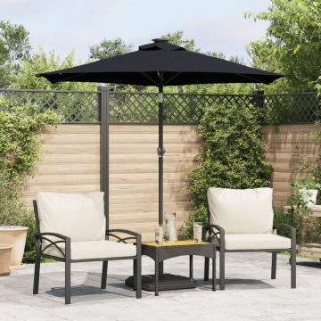 Gossi umbrela soare de gradina stalp din otel, negru, 225x225x212 cm
