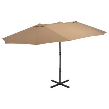 Gossi umbrela soare exterior cu stalp aluminiu gri taupe 460x270 cm