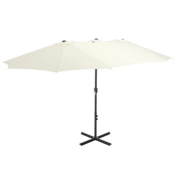 Gossi umbrela soare exterior, stalp aluminiu, nisipiu, 460 x 270 cm