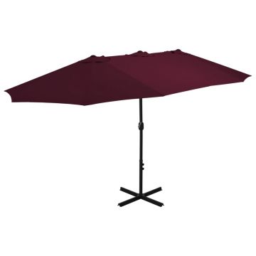 Gossi umbrela soare exterior, stalp aluminiu, rosu bordo, 460x270 cm