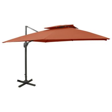 Gossi umbrela suspendata cu invelis dublu, caramiziu, 300x300 cm