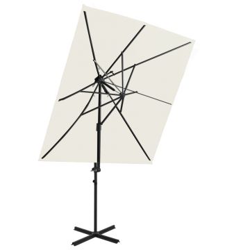 Gossi umbrela suspendata cu invelis dublu, nisipiu, 250x250 cm