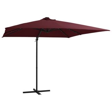 Gossi umbrela suspendata cu led-uri, rosu bordo, 250x250 cm
