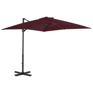 Gossi umbrela suspendata cu stalp aluminiu, rosu bordo, 250x250 cm