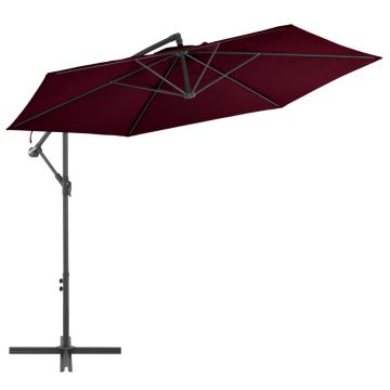 Gossi umbrela suspendata cu stalp de aluminiu, rosu bordo, 300 cm