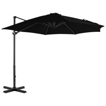 Gossi umbrela suspendata cu stalp din aluminiu, negru, 300 cm