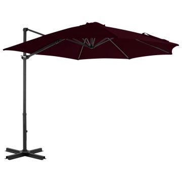 Gossi umbrela suspendata cu stalp din aluminiu, rosu, 300 cm