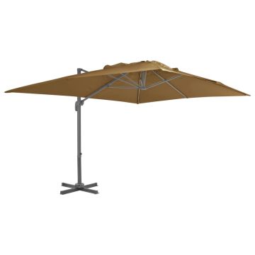 Gossi umbrela suspendata cu stalp din aluminiu, taupe, 400x300 cm
