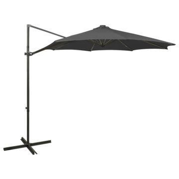 Gossi umbrela suspendata cu stalp si led-uri, antracit, 300 cm