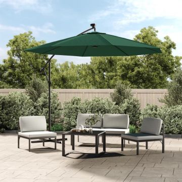 Gossi umbrela suspendata, iluminare led, 300 cm, verde, stalp metalic