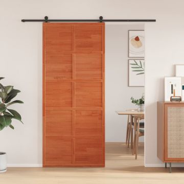 Gossi usa de hambar, maro ceruit, 90x208 cm, lemn masiv de pin