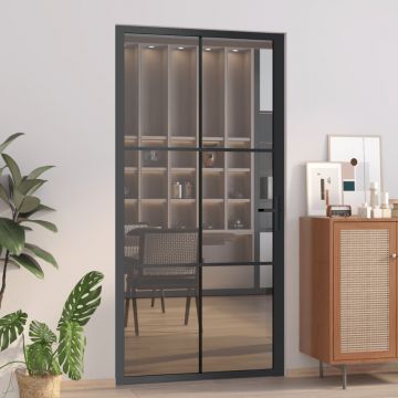 Gossi usa de interior, 102,5x201,5 cm, negru, sticla esg si aluminiu
