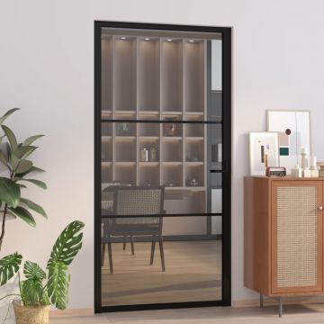 Gossi usa de interior, 102,5x201,5 cm, negru, sticla esg si aluminiu